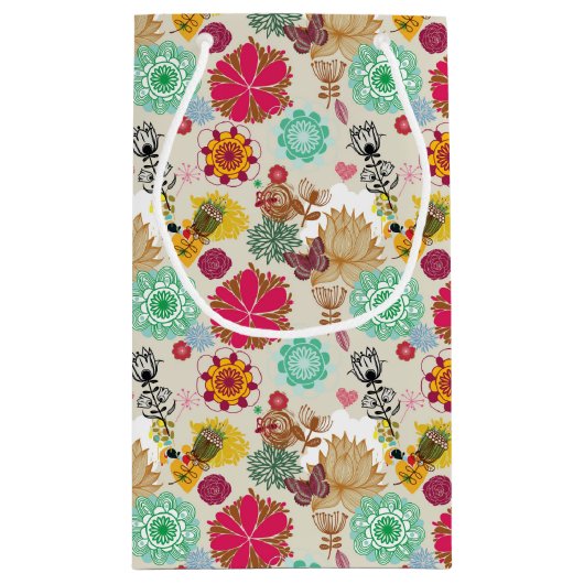 Blumenmuster in der Retro Art Kleine Geschenktüte (Rückseite)