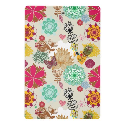 Blumenmuster in der Retro Art Mini Klemmbrett (Rückseite)