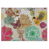 Blumenmuster in der Retro Art Schneidebrett (Vorderseite)