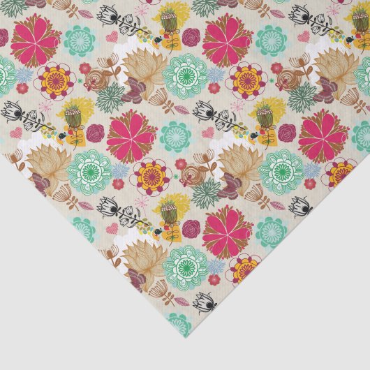 Blumenmuster in der Retro Art Seidenpapier (Ausschnitt)