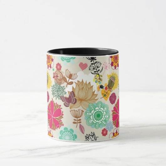 Blumenmuster in der Retro Art Tasse (Zentrum)