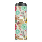 Blumenmuster in der Retro Art Thermosbecher (Vorderseite)