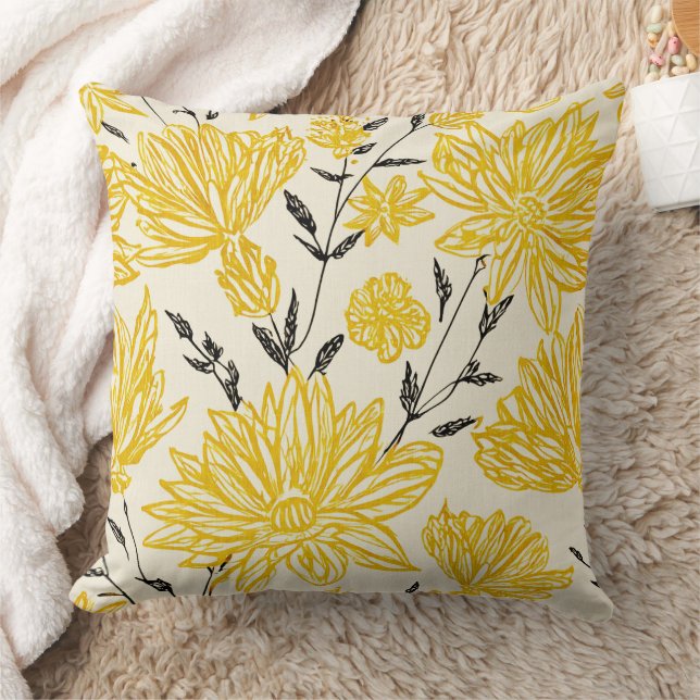 Blumenmuster in Gelb Kissen (Decke)