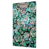 Blumenmuster in Grün und Pfirsichfarben Klemmbrett (Links)