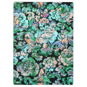 Blumenmuster in Grün und Pfirsichfarben Klemmbrett (Rückseite)