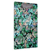 Blumenmuster in Grün und Pfirsichfarben Klemmbrett (Rechts)