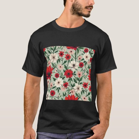 Blumenmuster in hellen Farben T-Shirt (Vorderseite)