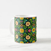 Blumenmuster in lebendigen Farben Kaffeetasse (Vorderseite Links)