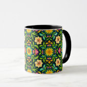 Blumenmuster in lebendigen Farben Tasse (VorderseiteRechts)