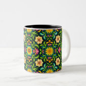 Blumenmuster in lebendigen Farben Zweifarbige Tasse (VorderseiteRechts)