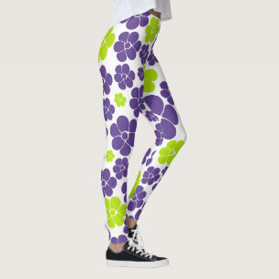 Blumenmuster in Limettengrün und Violett Leggings