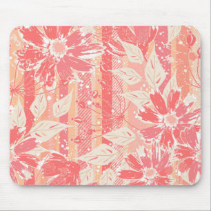 Blumenmuster in modischen Pfirsichfarben Mousepad
