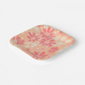 Blumenmuster in modischen Pfirsichfarben Pappteller (Gewinkelt)