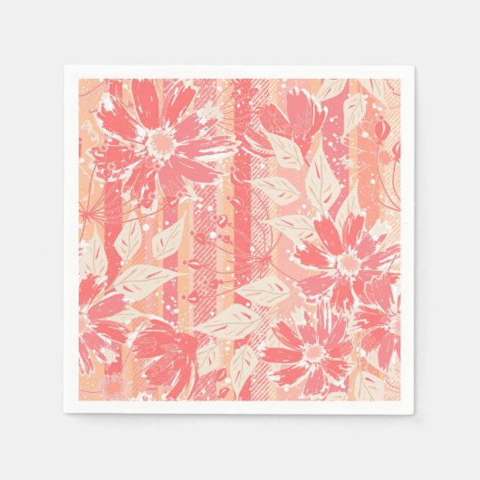 Blumenmuster in modischen Pfirsichfarben Serviette (Vorderseite)
