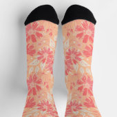 Blumenmuster in modischen Pfirsichfarben Socken (Oben)