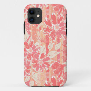 Blumenmuster in modischen Pfirsichtönen Case-Mate iPhone Hülle