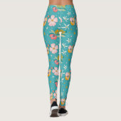 Blumenmuster in Pastellfarben Leggings (Rückseite)