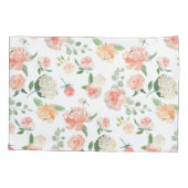 Blumenmuster in Pfirsichfarben Kissenbezug (Rückseite-Links)