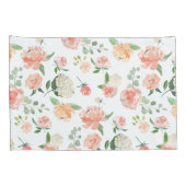 Blumenmuster in Pfirsichfarben Kissenbezug (Rückseite-Rechts)