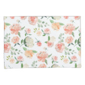 Blumenmuster in Pfirsichfarben Kissenbezug (Vorderseite-Rechts)