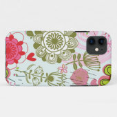 Blumenmuster in Retro Art 2 Case-Mate iPhone Hülle (Rückseite (Horizontal))