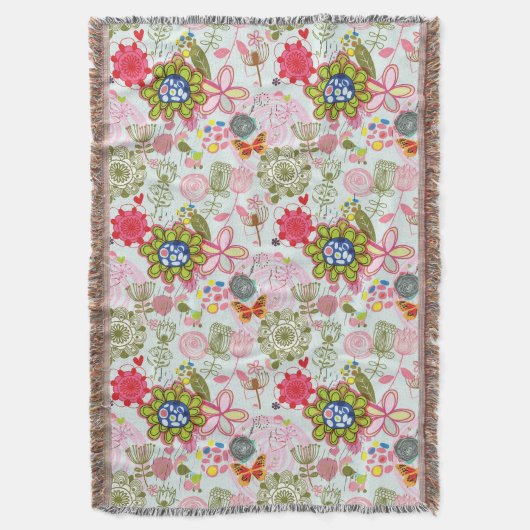 Blumenmuster in Retro Art 2 Decke (Vorderseite Vertikal)