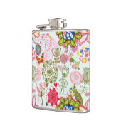 Blumenmuster in Retro Art 2 Flachmann (Links)