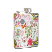 Blumenmuster in Retro Art 2 Flachmann (Rechts)