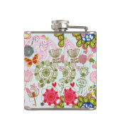 Blumenmuster in Retro Art 2 Flachmann (Rückseite)