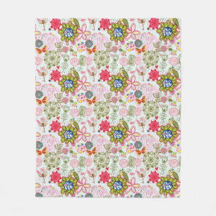Blumenmuster in Retro Art 2 Fleecedecke