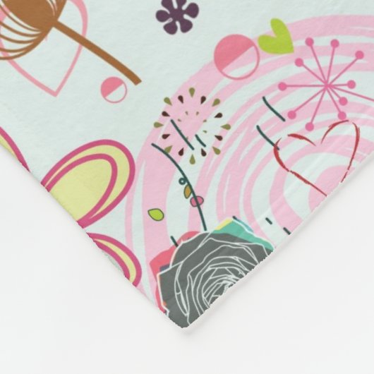 Blumenmuster in Retro Art 2 Fleecedecke (Ecke)