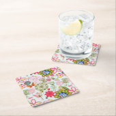 Blumenmuster in Retro Art 2 Rechteckiger Pappuntersetzer (Vor Ort)