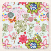 Blumenmuster in Retro Art 2 Rechteckiger Pappuntersetzer (Vorderseite)
