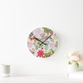 Blumenmuster in Retro Art 2 Runde Wanduhr (Zuhause)
