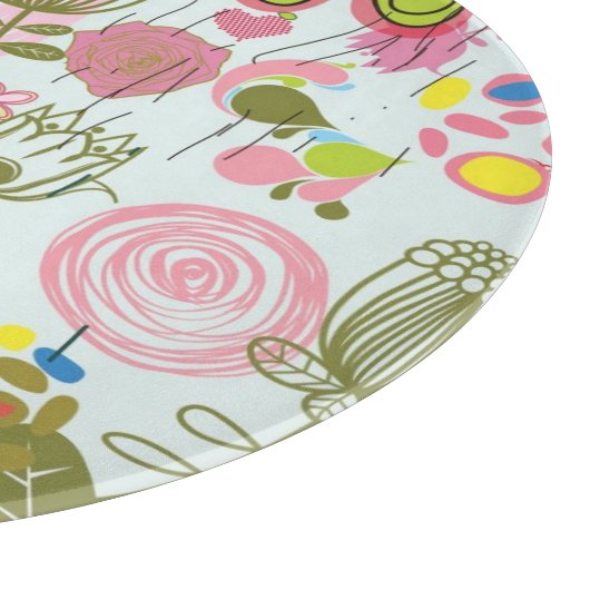 Blumenmuster in Retro Art 2 Schneidebrett (Ecke)