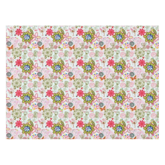 Blumenmuster in Retro Art 2 Tischdecke (Vorderseite (Horizontal))