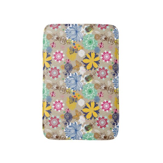 Blumenmuster in Retro Art 3 Badematte (Vorderseite Vertikal)