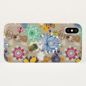 Blumenmuster in Retro Art 3 Case-Mate iPhone Hülle (Rückseite (Horizontal))