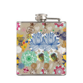 Blumenmuster in Retro Art 3 Flachmann (Rückseite)