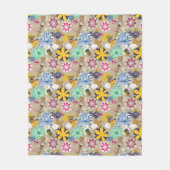 Blumenmuster in Retro Art 3 Fleecedecke (Vorderseite)