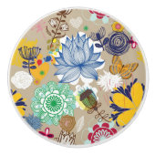 Blumenmuster in Retro Art 3 Keramikknauf (Vorderseite)