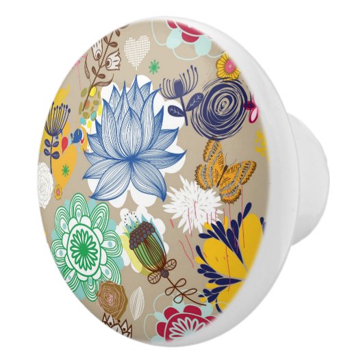 Blumenmuster in Retro Art 3 Keramikknauf (Rechts)