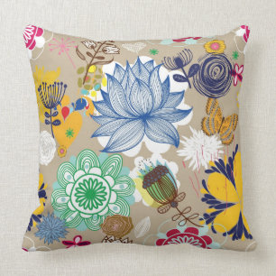 Blumenmuster in Retro Art 3 Kissen