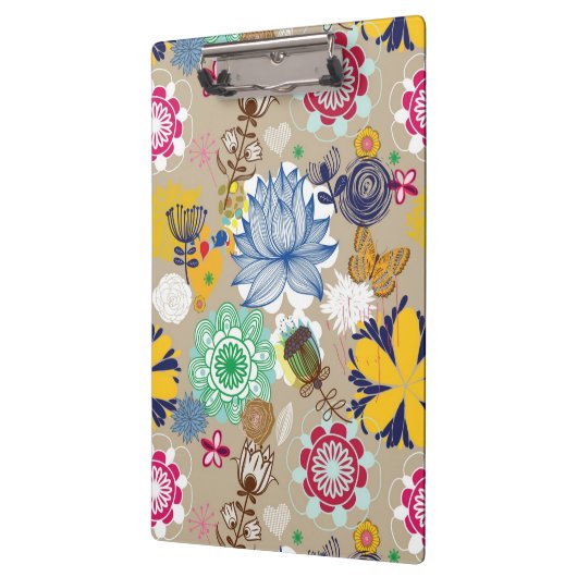 Blumenmuster in Retro Art 3 Klemmbrett (Links)