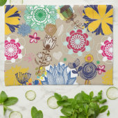 Blumenmuster in Retro Art 3 Küchentuch (Gefaltet)