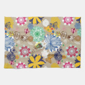 Blumenmuster in Retro Art 3 Küchentuch (Horizontal)