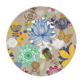 Blumenmuster in Retro Art 3 Schneidebrett (Vorderseite)