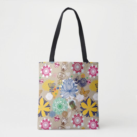 Blumenmuster in Retro Art 3 Tasche (Vorderseite)