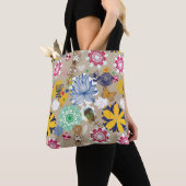 Blumenmuster in Retro Art 3 Tasche (Von Nahem)