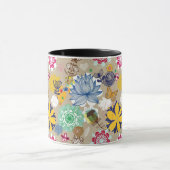 Blumenmuster in Retro Art 3 Tasse (Zentrum)